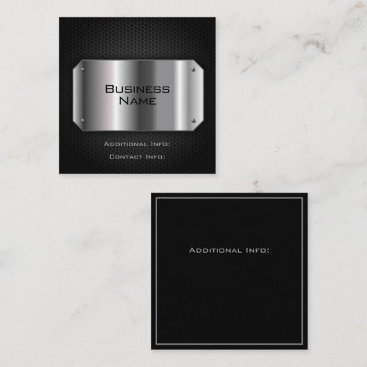Zwart en staal vierkante visitekaartje (Voorkant / Achterkant)