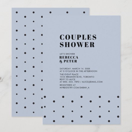 Zwart en stofblauw | Moderne bruiloft voor paren Kaart (Voorkant / Achterkant)