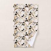 Zwart en Tan Abstract Leaf Design Bad Handdoek (Handdoek)