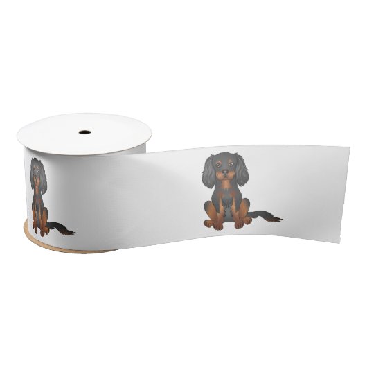 Zwart-en-tan Cavalier King Charles Spaniel hond Satijnen Lint (Spoel)