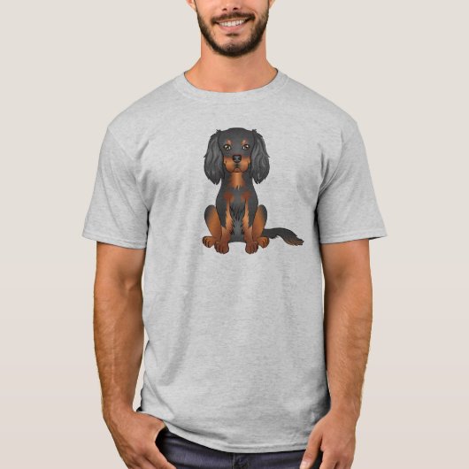 Zwart-en-tan Cavalier King Charles Spaniel hond T-shirt (Voorkant)