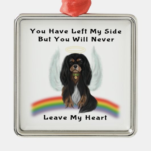 Zwart en Tan Cavalier Pet Loss Gifts Metalen Ornament (Voorkant)