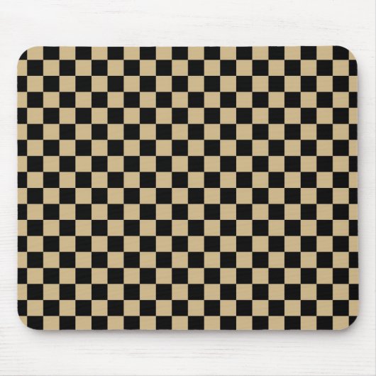 Zwart en Tan Checkered Muismat (Voorkant)