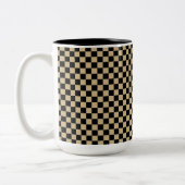 Zwart en Tan Checkered Tweekleurige Koffiemok (Links)