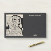Zwart en Tan Coonhound Abstracte Art Hondennaam Post-it® Notes (Op bureau)