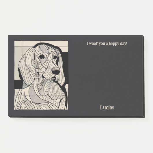 Zwart en Tan Coonhound Abstracte Art Hondennaam Post-it® Notes (Voorkant)