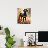 Zwart en Tan Coonhound Dog Art Print Poster (Thuiskantoor)