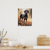 Zwart en Tan Coonhound Dog Art Print Poster (Keuken)