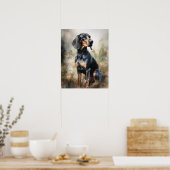 Zwart en Tan Coonhound Dog Art Print Poster (Keuken)