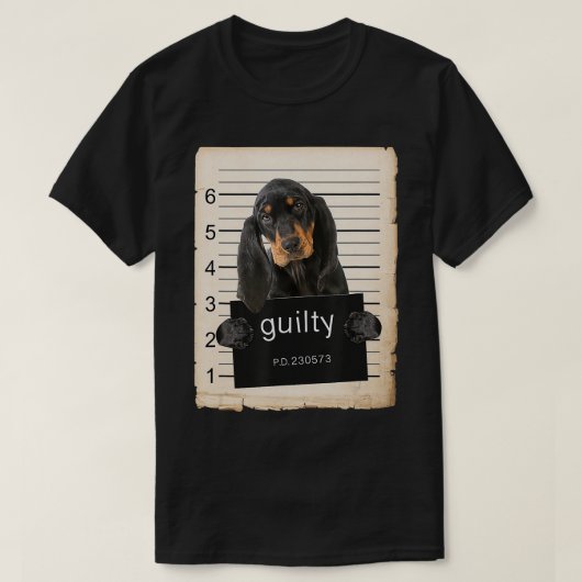 Zwart en Tan Coonhound Dog mok geschoten TShirt (Design voorkant)