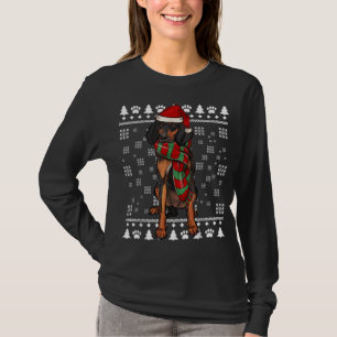 Zwart en Tan Coonhound Hond Santa Hoed Xmas Lelijk T-shirt