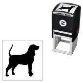 Zwart en Tan Coonhound Hondenras Silhouet Zelfinktende Stempel (In situ)
