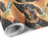 Zwart en Tan Coonhound Nieuwjaar Cadeaupapier (Rol Hoek)