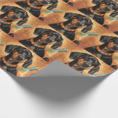 Zwart en Tan Coonhound Nieuwjaar Cadeaupapier (Hoek)