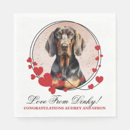 Zwart en Tan Coonhound Red Heart Lijst Dog Foto Servet