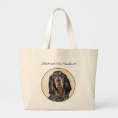 Zwart en Tan Coonhound Schilderen Originele Hond A Grote Tote Bag (Voorkant)
