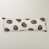 Zwart en Tan Coonhound Schilderen Originele Hond A Lichaamskussen (Achterkant)