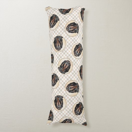 Zwart en Tan Coonhound Schilderen Originele Hond A Lichaamskussen (Voorkant Verticaal)