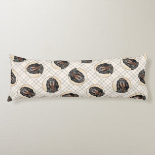 Zwart en Tan Coonhound Schilderen Originele Hond A Lichaamskussen