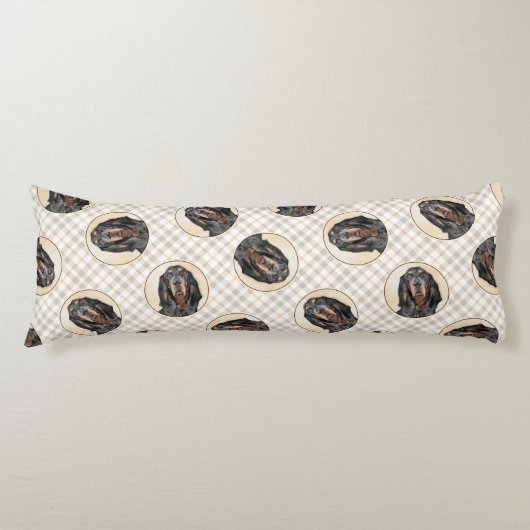 Zwart en Tan Coonhound Schilderen Originele Hond A Lichaamskussen (Voorkant)