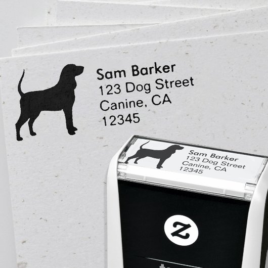 Zwart en Tan Coonhound Silhouet Retouradres Zelfinktende Stempel