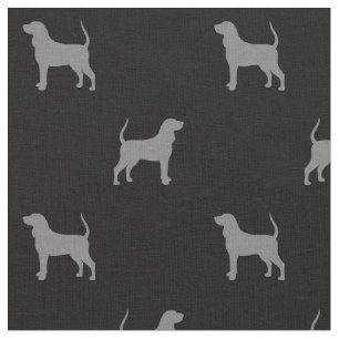 Zwart en Tan Coonhound Silhouetten Patroon Stof