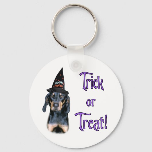Zwart en Tan Coonhound Trick Sleutelhanger (Voorkant)