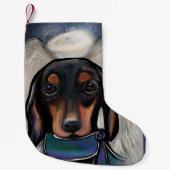 Zwart en Tan Dachshond Kleine Kerstsok (Voorkant)