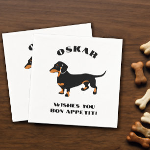 Zwart en Tan Dachshund Doxie Dog Aangepaste Tekst Servet