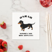 Zwart en Tan Dachshund Doxie Dog Aangepaste Tekst Servet (Insitu)