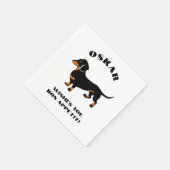 Zwart en Tan Dachshund Doxie Dog Aangepaste Tekst Servet (Hoek)
