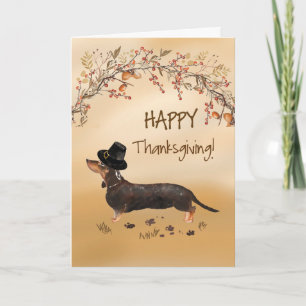 Zwart en Tan Dachshund Grappig Pet Thanksgiving Kaart