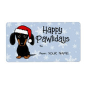 Zwart en Tan Dachshund Hond Kerstmis Naar Van Gift Etiket (Voorkant)