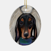 Zwart en Tan Dachshund Keramisch Ornament (Rechts)