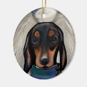 Zwart en Tan Dachshund Keramisch Ornament (Links)