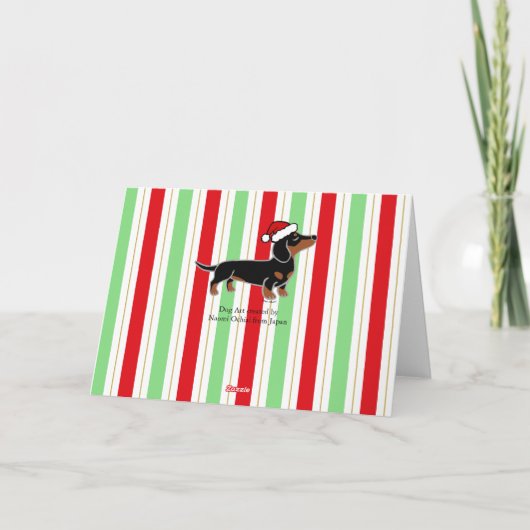 Zwart en Tan Dachshund Kerst Poseren Feestdagen Kaart (Achterkant)