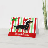 Zwart en Tan Dachshund Kerst Poseren Feestdagen Kaart (Voorkant)