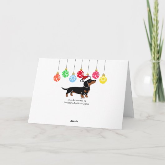 Zwart en Tan Dachshund Kerst Poseren Feestdagen Kaart (Achterkant)