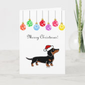 Zwart en Tan Dachshund Kerst Poseren Feestdagen Kaart (Voorkant)