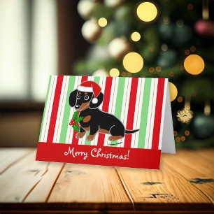 Zwart en Tan Dachshund Kerstmis Feestdagen Kaart