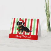 Zwart en Tan Dachshund Kerstmis Feestdagen Kaart (Voorkant)