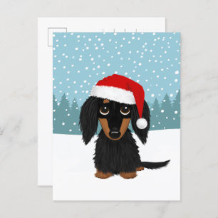 Zwart en Tan Dachshund Kerstmis Huisdier Hond Cust Briefkaart