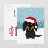 Zwart en Tan Dachshund Kerstmis Huisdier Hond Cust Briefkaart (Voorkant / Achterkant)