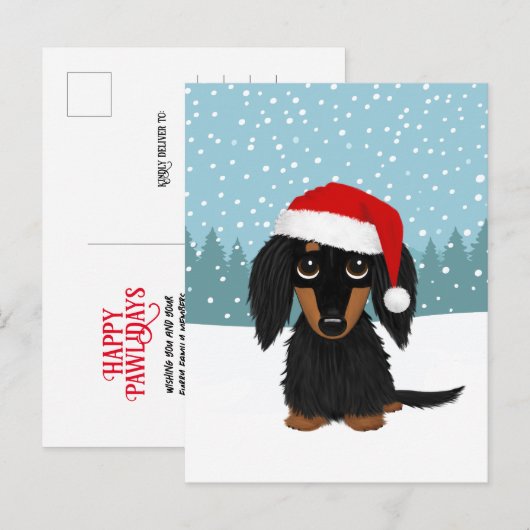 Zwart en Tan Dachshund Kerstmis Huisdier Hond Cust Briefkaart (Voorkant / Achterkant)