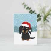 Zwart en Tan Dachshund Kerstmis Huisdier Hond Cust Briefkaart (Staand voorkant)