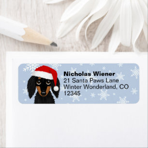 Zwart en Tan Dachshund Kerstmis Retouradres Etiket