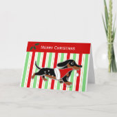 Zwart en Tan Dachshund Running Christmas Feestdagen Kaart (Voorkant)