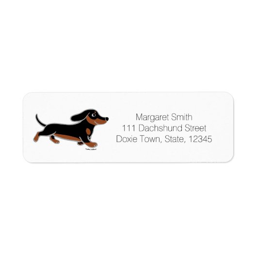 Zwart en Tan Dachshund Running Etiket (Voorkant)