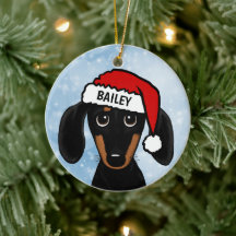 Zwart en Tan Dachshund Santa Hond Aangepaste Naam