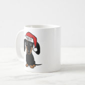 Zwart en Tan Dachshund Santa Hond Aangepaste Naam Koffiemok (Voorkant links)